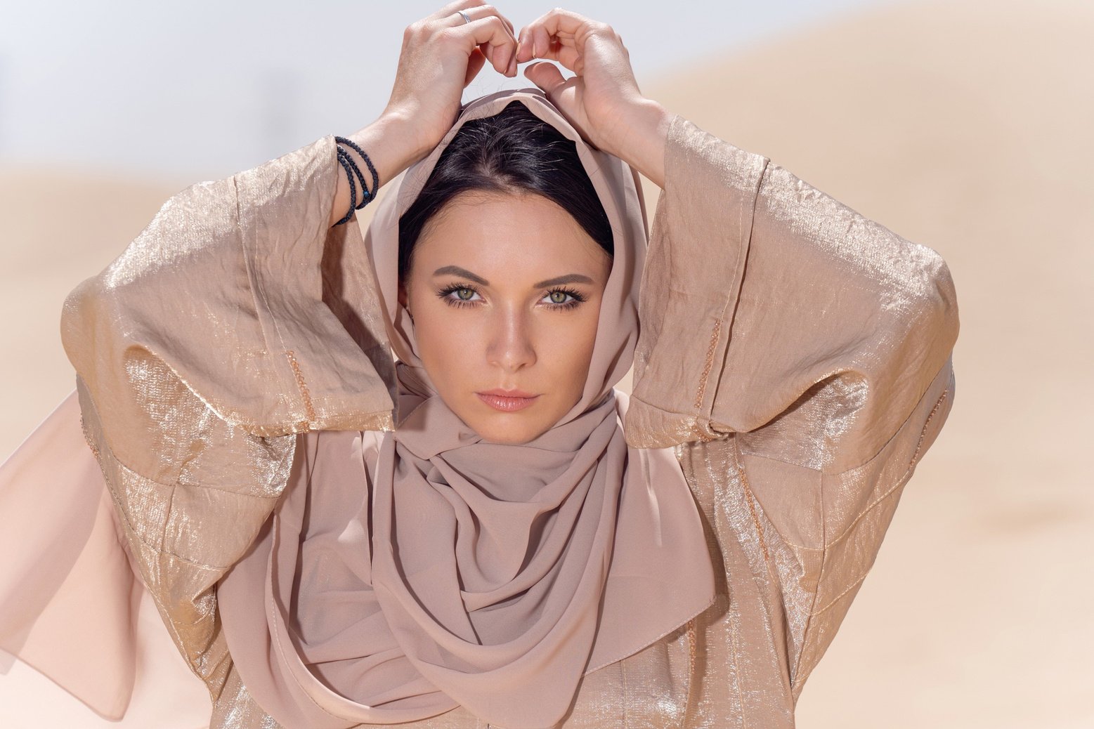 A Beautiful Woman in Brown Abaya